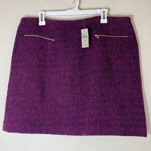 NWT. LOFT Plus 18P Wool Blend Tweed Washable Pink Purple Skirt.